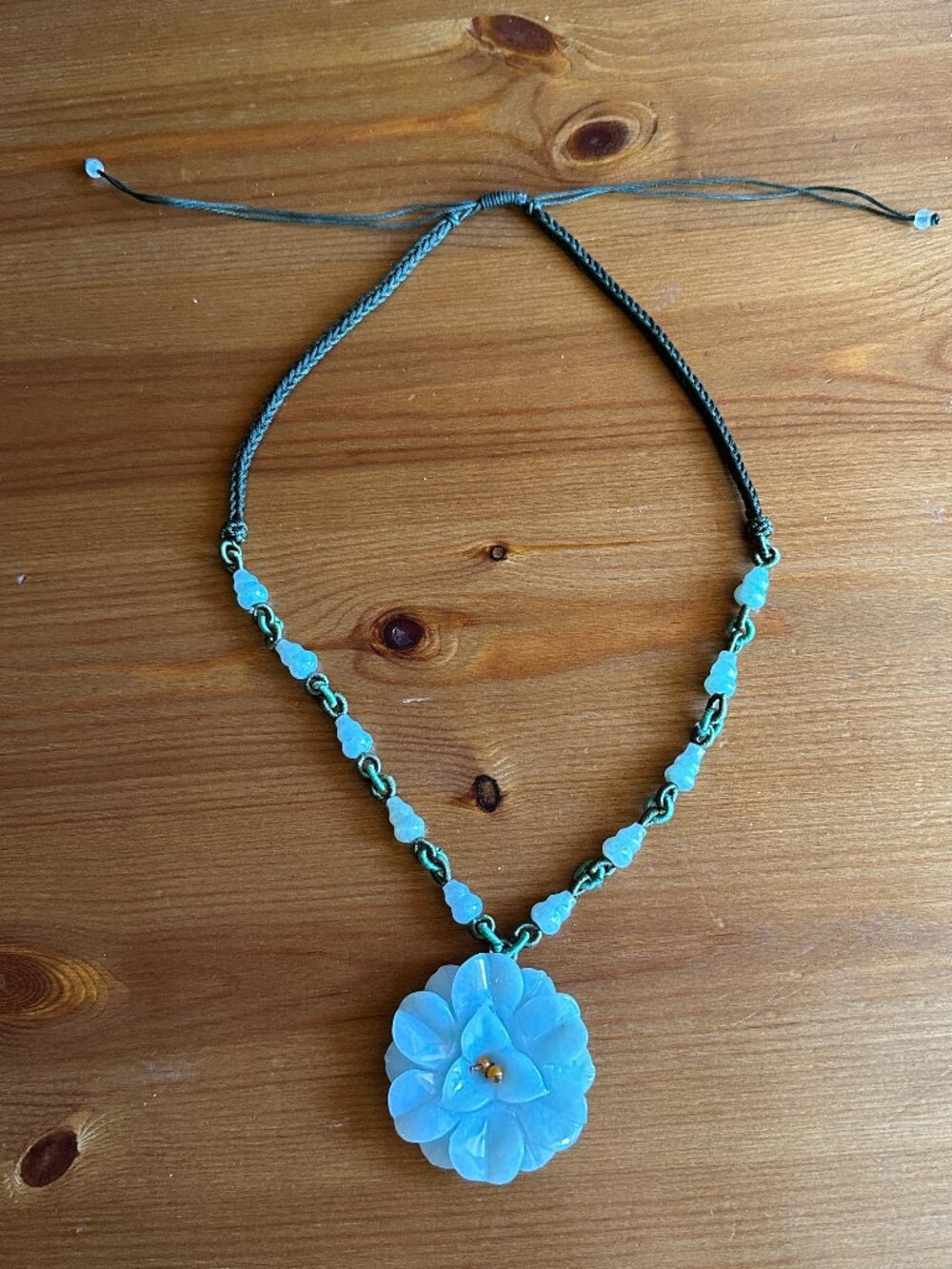 Stunning Jade Chrysanthemum Flower Pendant Necklace with Adjustable Length